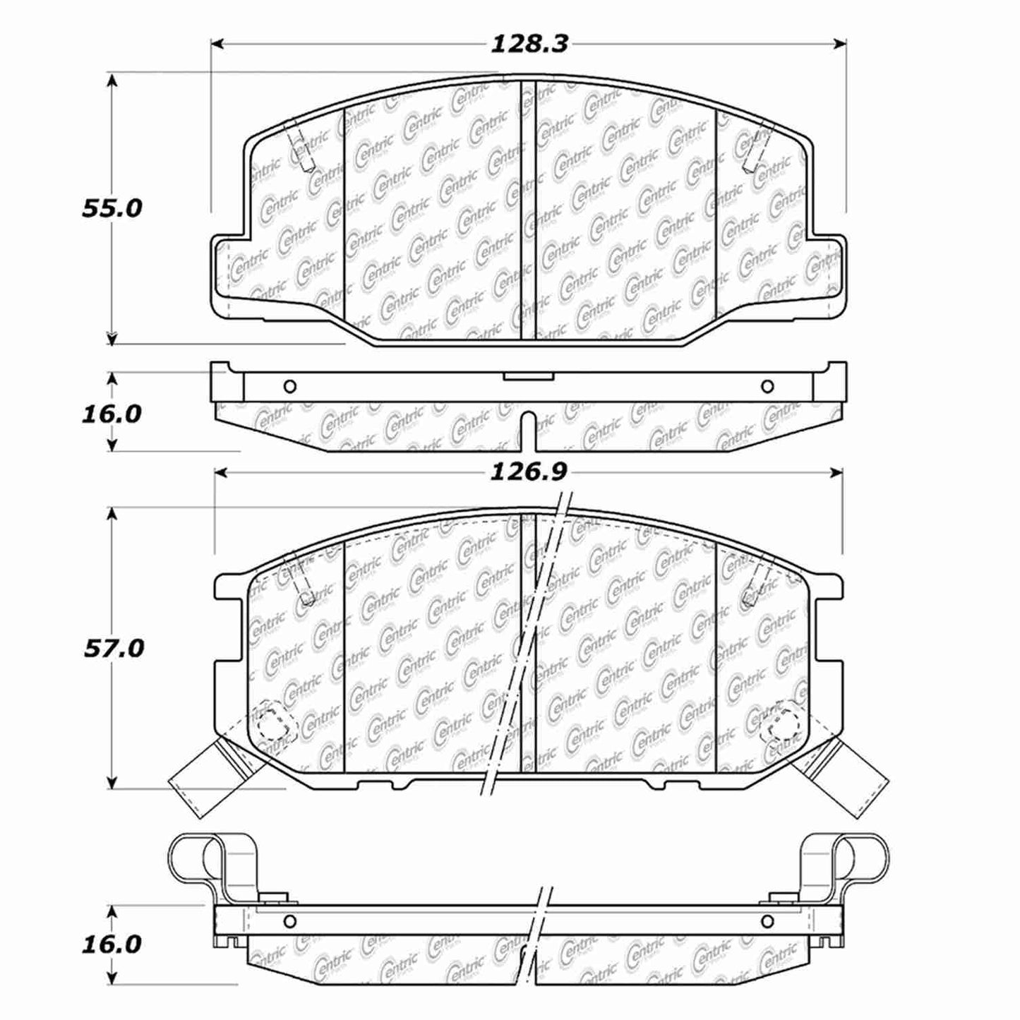 Centric Parts Disc Brake Pad Set Posi Quiet Ceramic with Shims and Hardware for 1988-1987 Lotus Esprit 1985-1982 Toyota Celica 105.02450