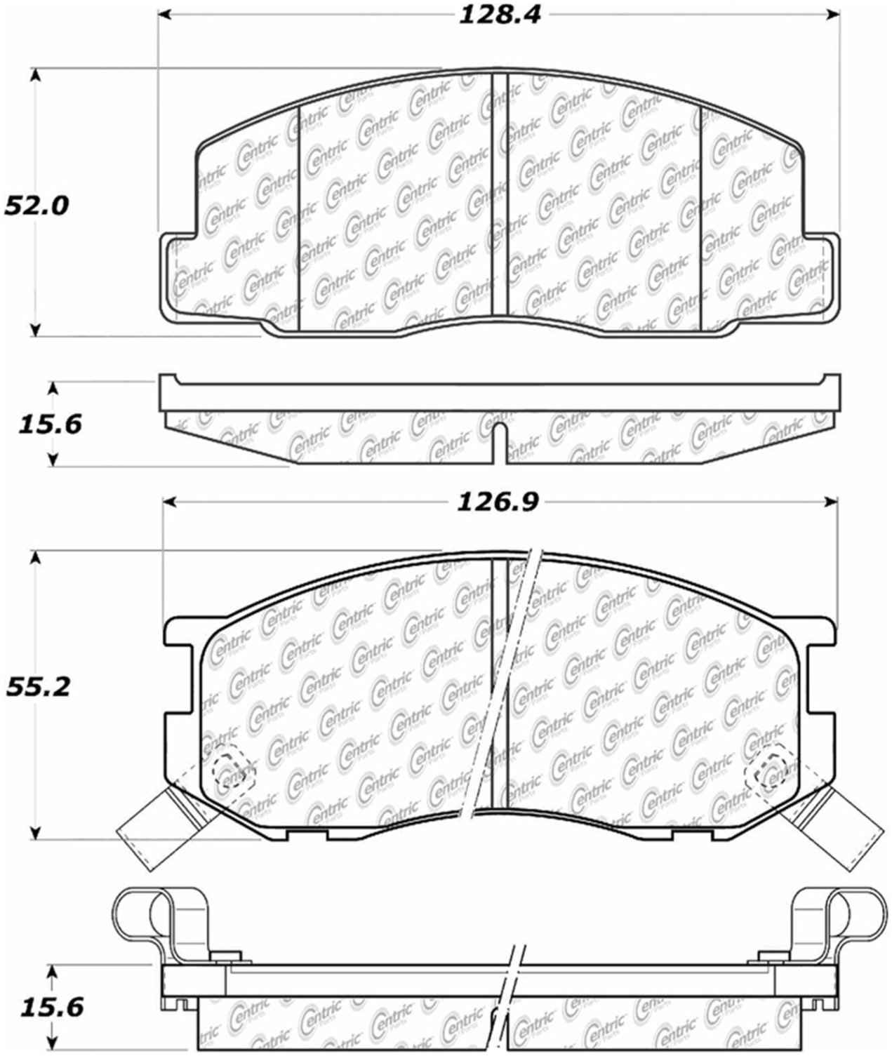 Centric Parts Disc Brake Pad Set Posi Quiet Ceramic with Shims and Hardware for 1984-1989 Toyota Van Wagon 105.02630