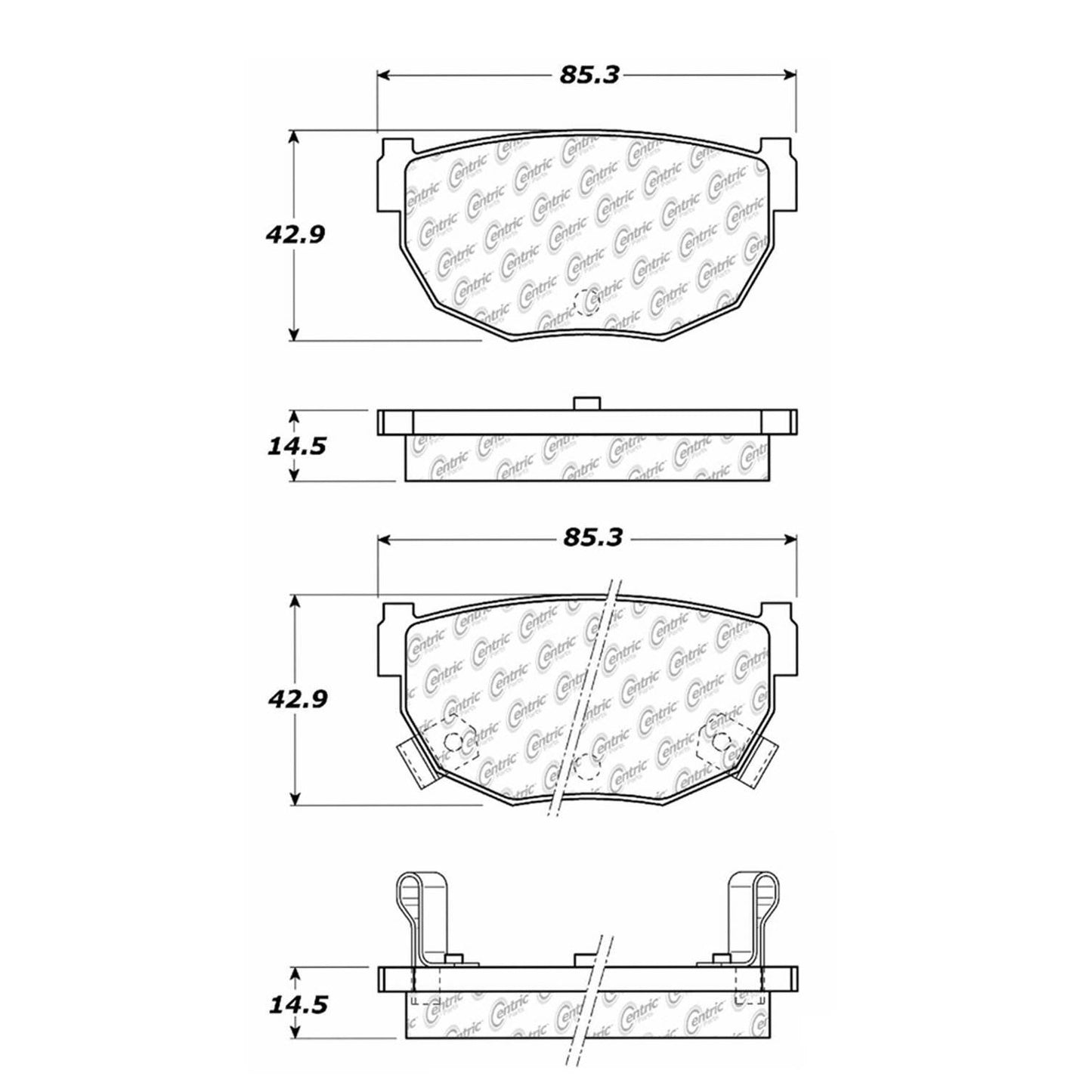 Centric Parts Disc Brake Pad Set Posi Quiet Ceramic with Shims for Nissan 200SX 1988-1992, 240SX 1998-1999, 280ZX 1983-1984, 300ZX 1986-1988, Maxima 1981-1984 105.02720