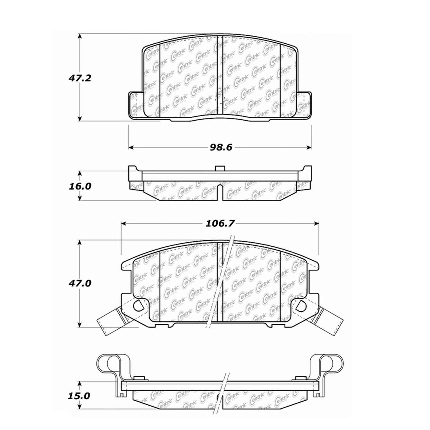 Centric Parts Disc Brake Pad Set Posi Quiet Ceramic with Shims for 1985-1989 Toyota MR2 105.03090