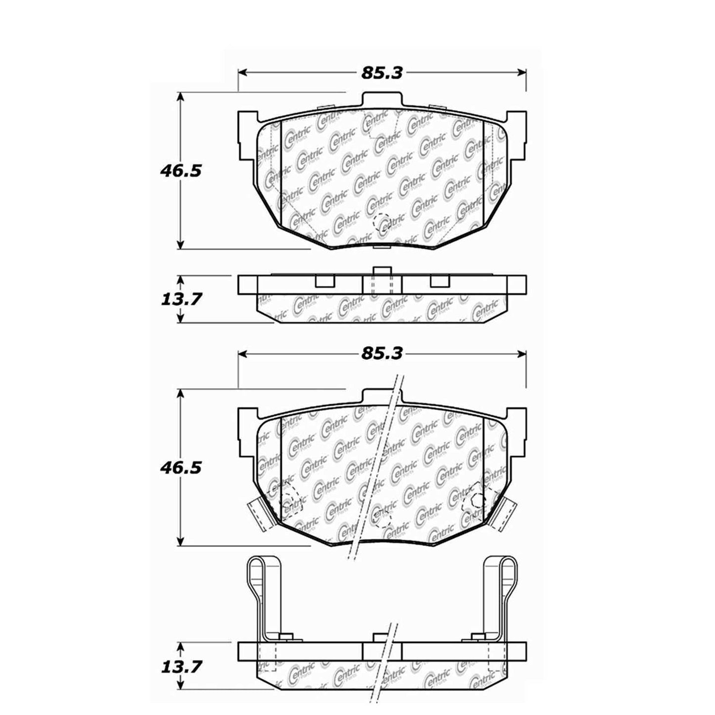 Centric Parts Disc Brake Pad Set Posi Quiet Ceramic with Shims for 1990-2009 Hyundai Elantra Kia Spectra Nissan Maxima 105.03230