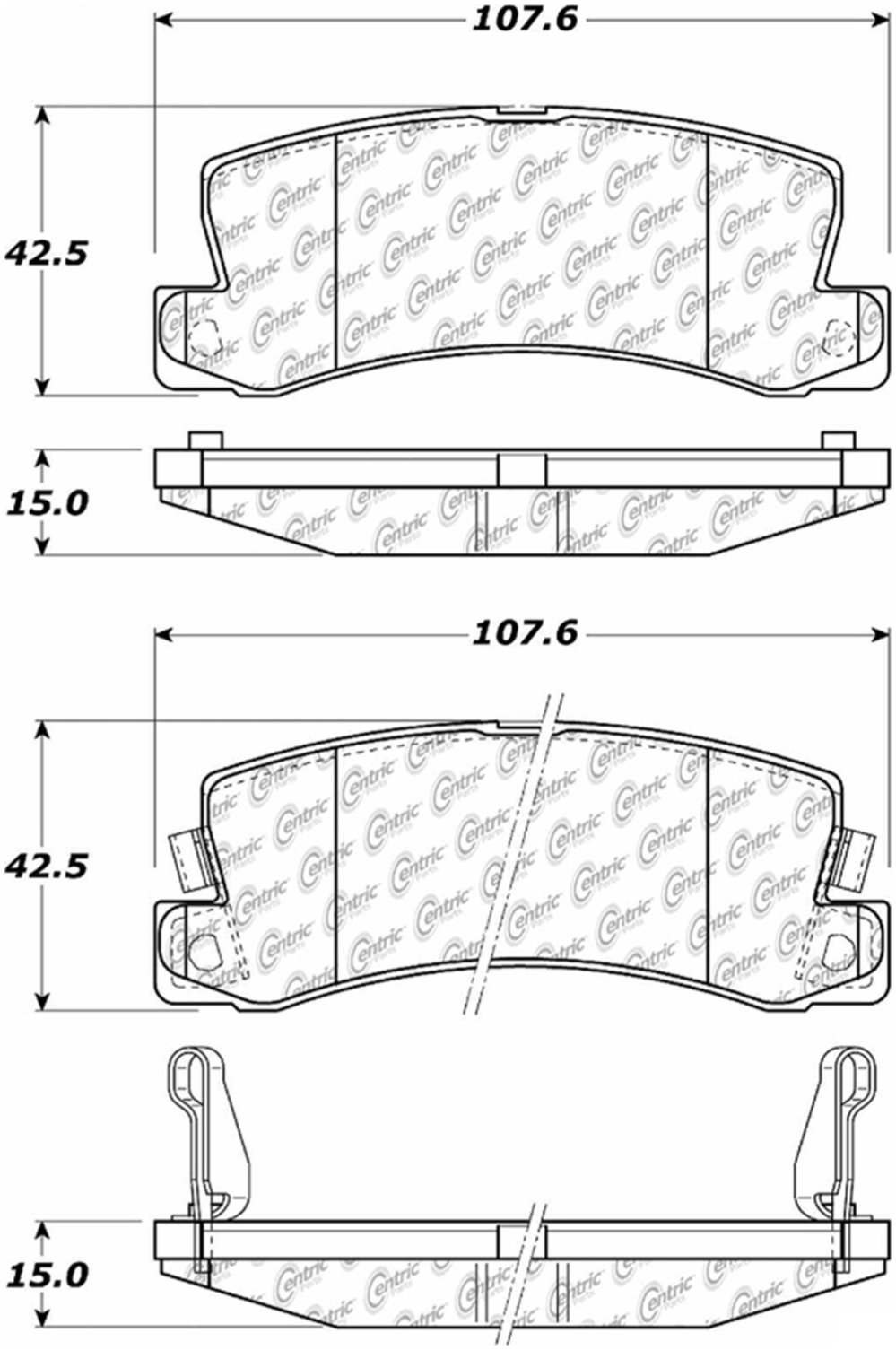Centric Parts Disc Brake Pad Set Posi Quiet Ceramic with Shims for 1988-2003 Lexus ES250/ES300 RX300 Toyota Camry Celica Solara 105.03250