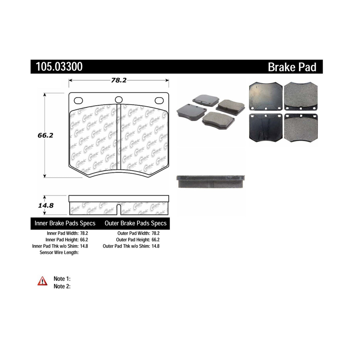 Centric Parts Disc Brake Pad Set Posi Quiet Ceramic with Shims for 1973-1986 Vehicles 105.03300