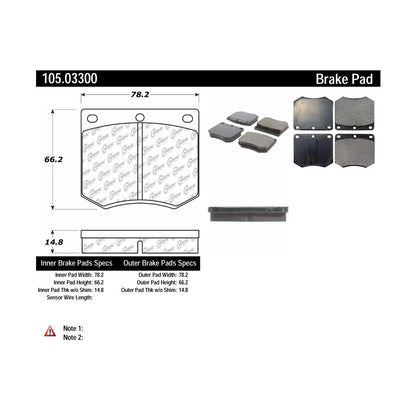 Centric Parts Disc Brake Pad Set Posi Quiet Ceramic with Shims for 1973-1986 Vehicles 105.03300