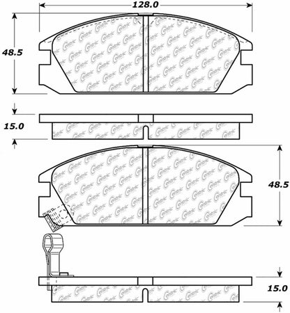 Centric Parts Disc Brake Pad Set Posi Quiet Ceramic with Shims and Hardware for 1986-1989 Acura Integra, 1986-1989 Honda Accord, 1985-1987 Prelude 105.03340
