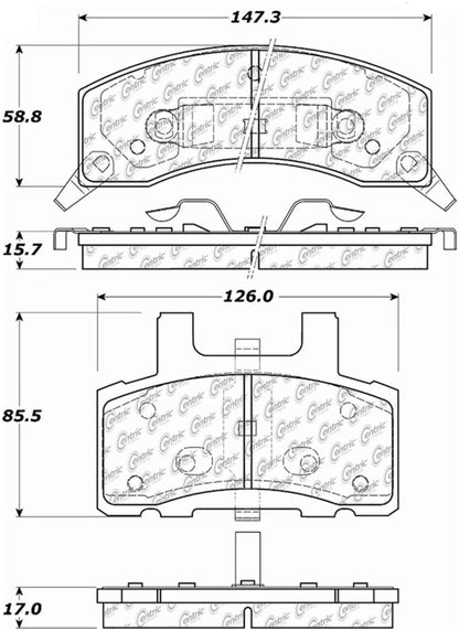 Centric Parts Disc Brake Pad Set Posi Quiet Ceramic with Shims for 1994-2002 Chevrolet C1500 Suburban 105.03700