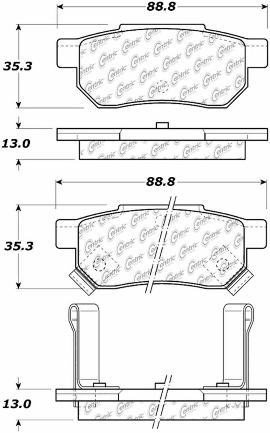 Centric Parts Disc Brake Pad Set Posi Quiet Ceramic with Shims and Hardware for 1986-1989 Acura Integra, 1989 Honda Accord, 1987-1985 Prelude 105.03741