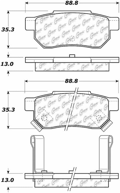 Centric Parts Disc Brake Pad Set Posi Quiet Ceramic with Shims and Hardware for 1986-1989 Acura Integra, 1989 Honda Accord, 1987-1985 Prelude 105.03741
