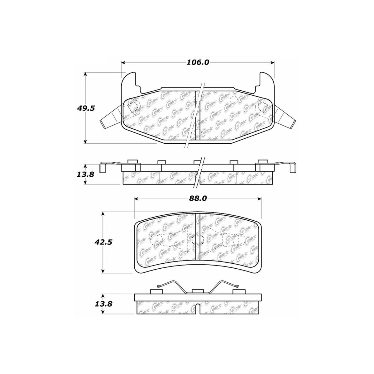 Centric Parts Disc Brake Pad Set Posi Quiet Ceramic with Shims and Hardware for 1993-1988 Buick Regal, Chevrolet Lumina, Oldsmobile Cutlass Supreme, Pontiac Grand Prix 105.03770