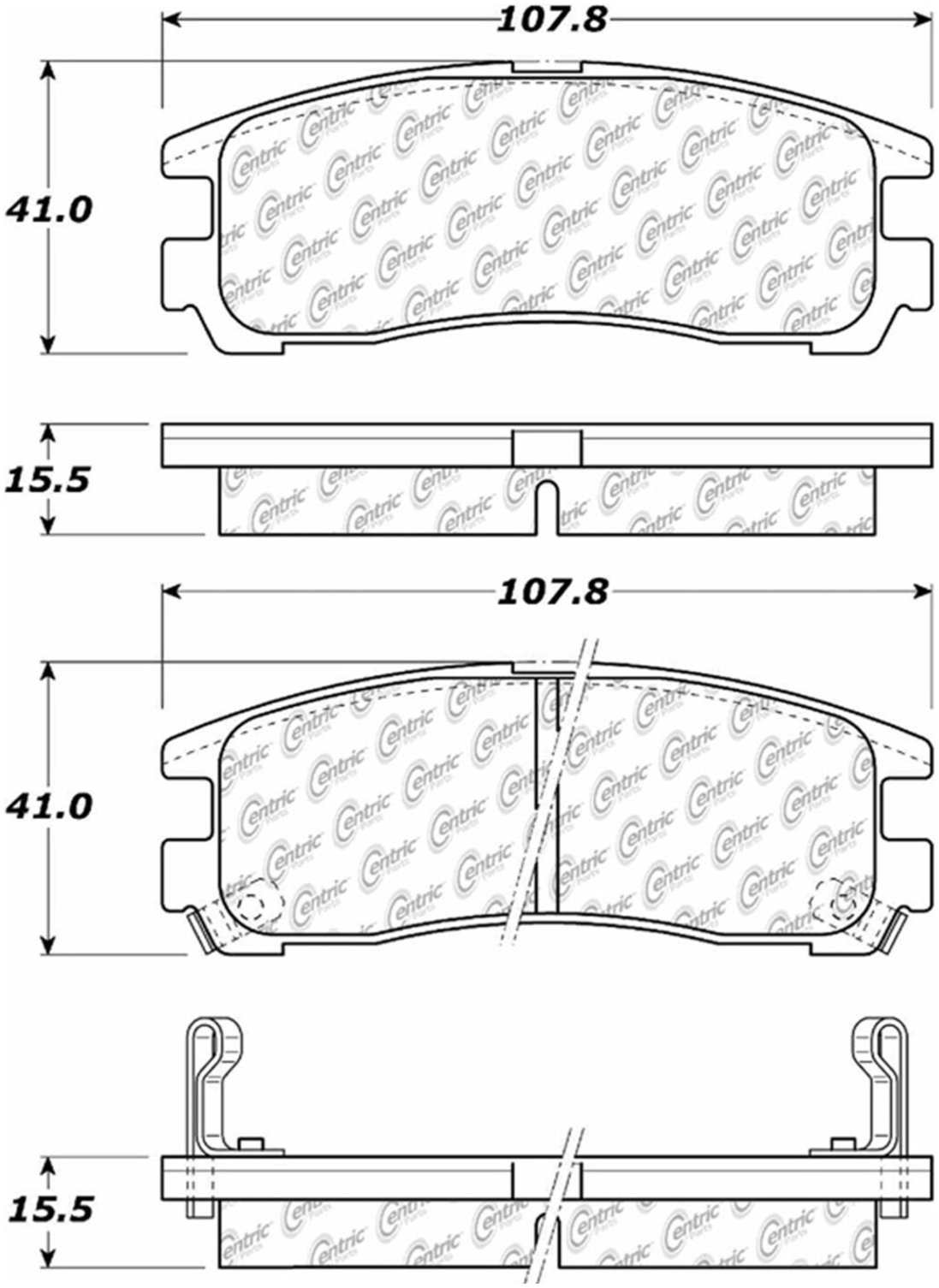 Centric Parts Disc Brake Pad Set Posi Quiet Ceramic with Shims for 1992-2012 Chrysler Sebring, Dodge Avenger
