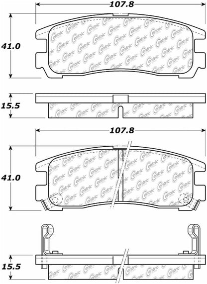Centric Parts Disc Brake Pad Set Posi Quiet Ceramic with Shims for 1992-2012 Chrysler Sebring, Dodge Avenger
