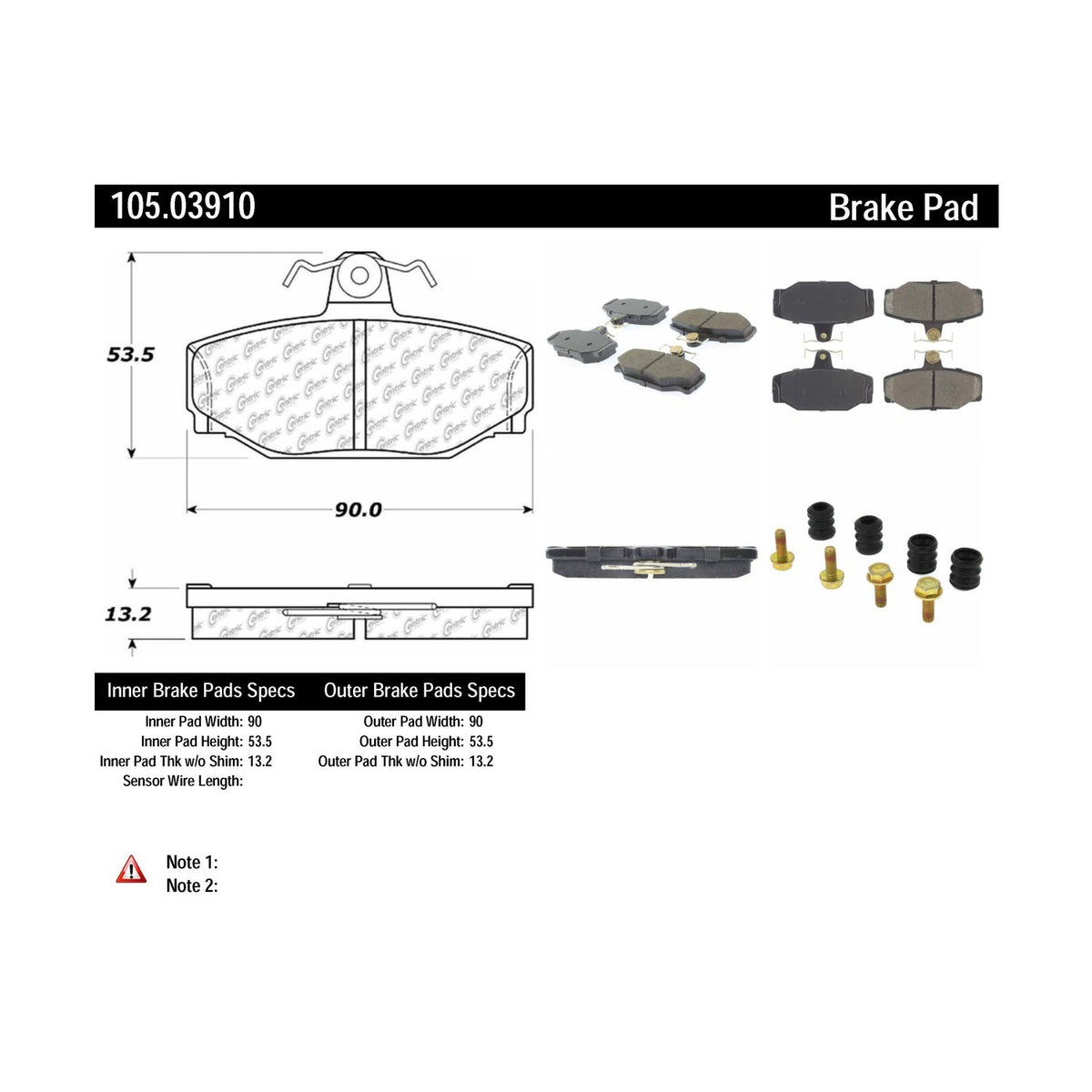Centric Parts Disc Brake Pad Set Posi Quiet Ceramic with Shims for 1990-1997 Volvo 740/760/780/850/960/S70/S90/V70/V90 105.03910