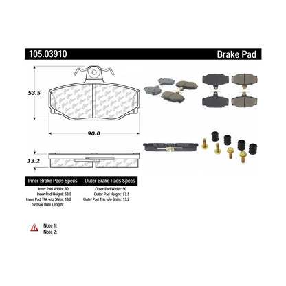 Centric Parts Disc Brake Pad Set Posi Quiet Ceramic with Shims for 1990-1997 Volvo 740/760/780/850/960/S70/S90/V70/V90 105.03910