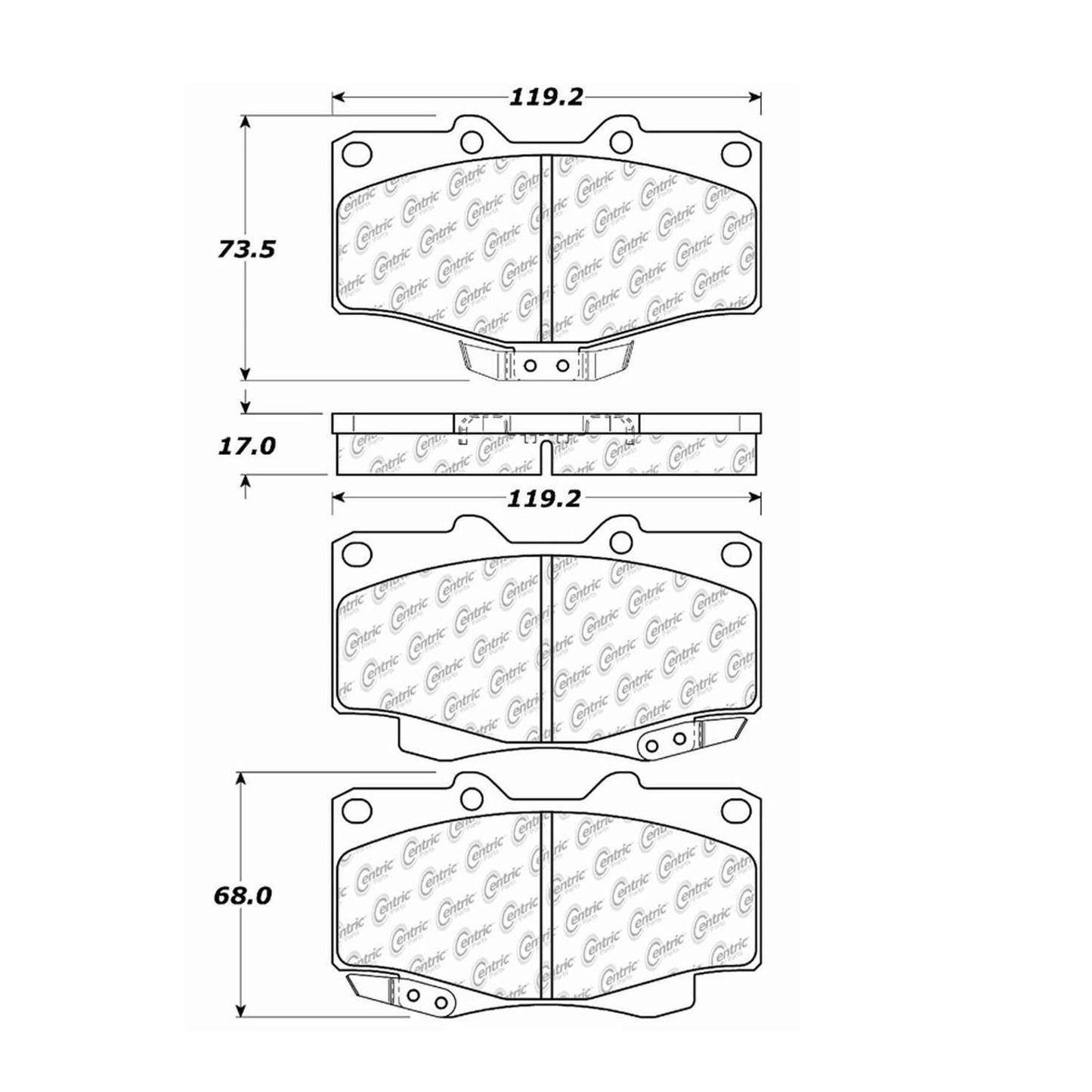 Centric Parts Disc Brake Pad Set Posi Quiet Ceramic with Shims for 2002-1996 Toyota 4Runner, 2009-2004 Hilux, 2004-1995 Tacoma 105.04360