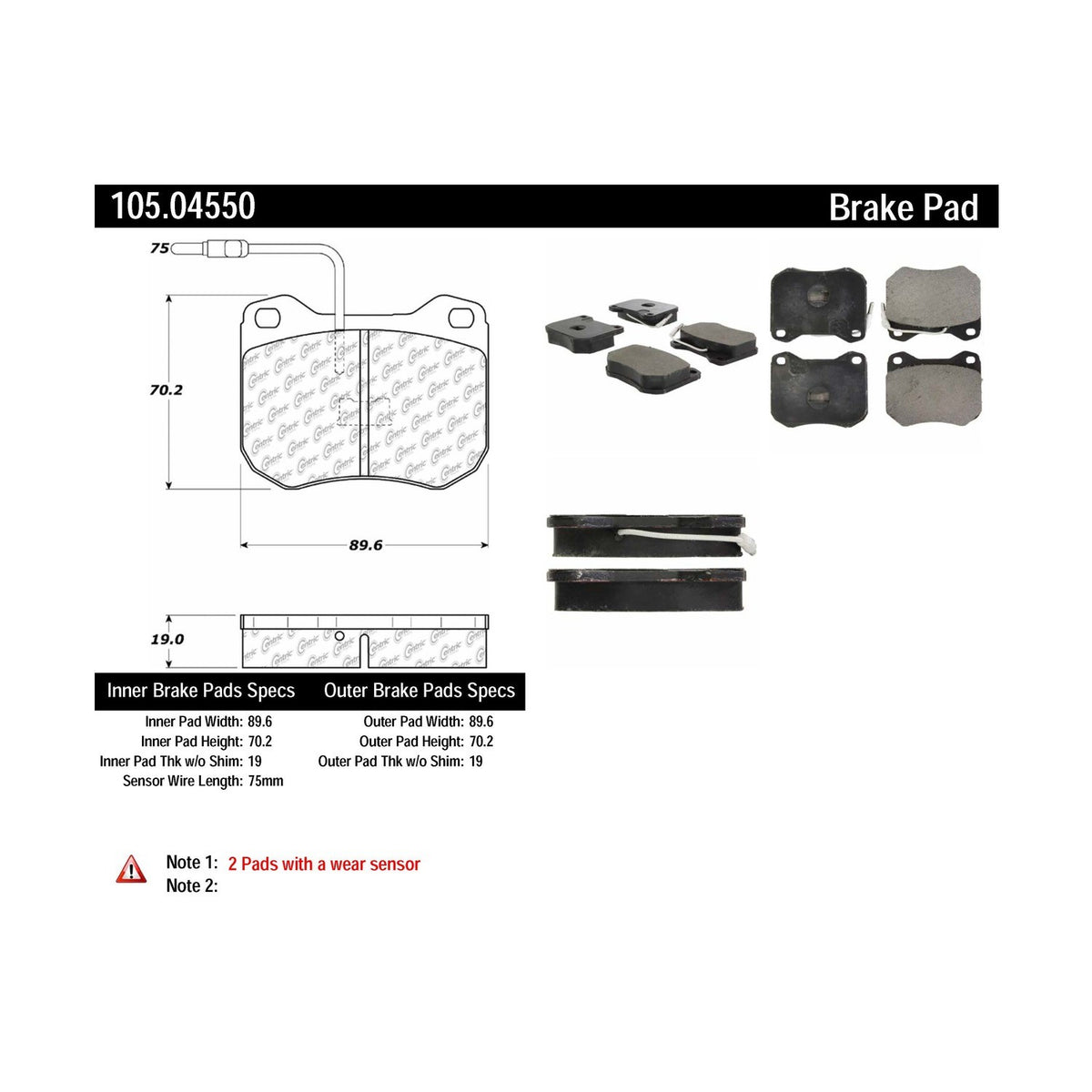 Centric Parts Disc Brake Pad Set Posi Quiet Ceramic with Shims for 1991-1980 Peugeot 505 105.04550