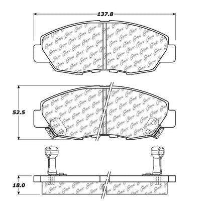 Centric Parts Disc Brake Pad Set Posi Quiet Ceramic with Shims and Hardware for 1997-1999 Acura CL 1997-2000 Honda Accord 105.04650