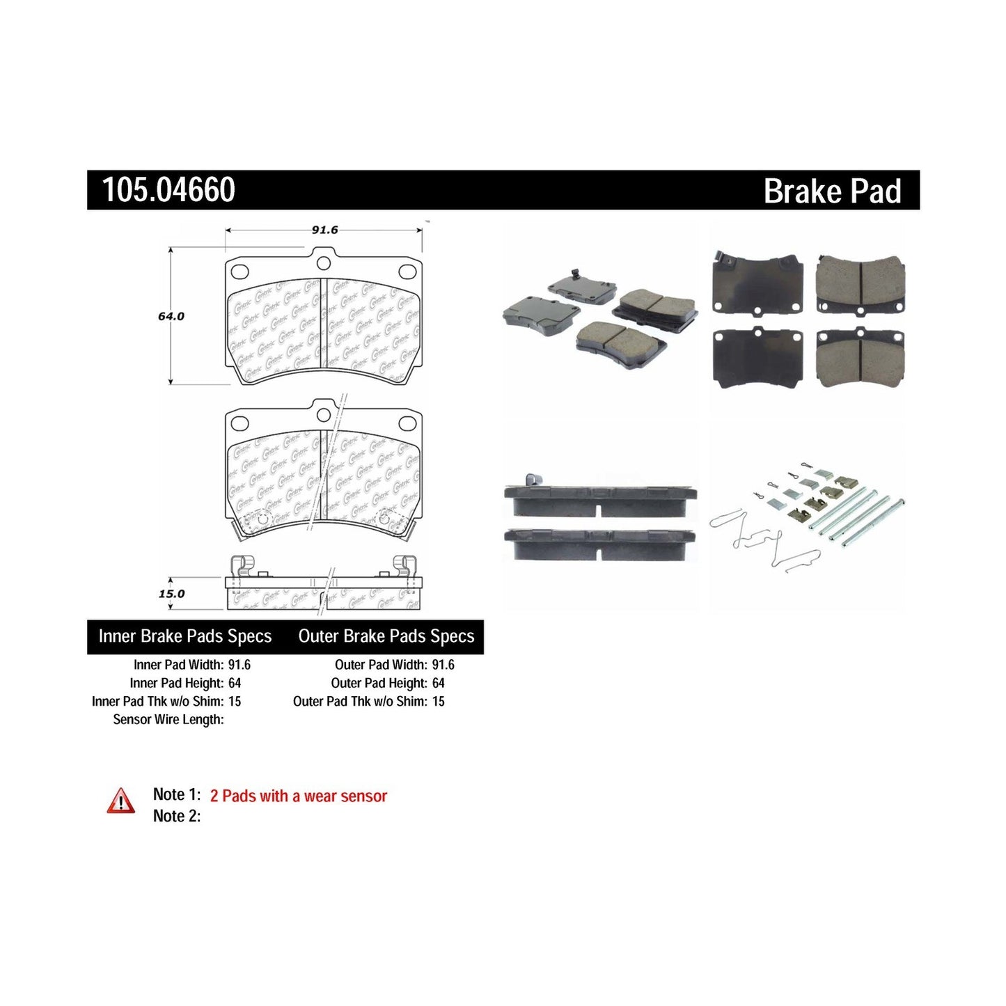 Centric Parts Disc Brake Pad Set Posi Quiet Ceramic with Shims for 1994-1997 Ford Aspire, 1991-1996 Escort, 2001-2002 Kia Rio, 1990-1995 Mazda 323, 1990-1998 Protege, 1991-1996 Mercury Tracer 105.04660