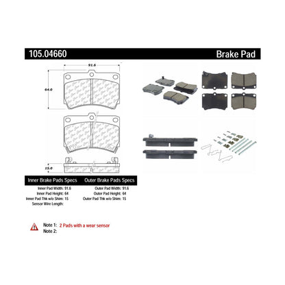 Centric Parts Disc Brake Pad Set Posi Quiet Ceramic with Shims for 1994-1997 Ford Aspire, 1991-1996 Escort, 2001-2002 Kia Rio, 1990-1995 Mazda 323, 1990-1998 Protege, 1991-1996 Mercury Tracer 105.04660