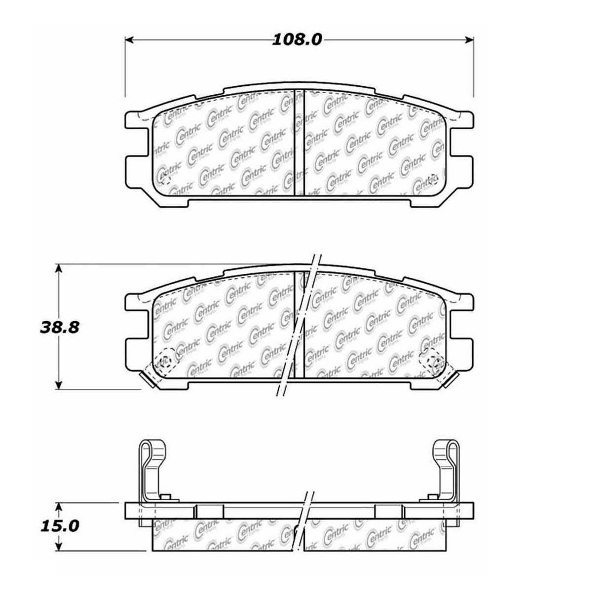 Centric Parts Disc Brake Pad Set Posi Quiet Ceramic with Shims for Subaru Impreza 1993‑1998, Legacy 1990‑1999, SVX 1992‑1997 105.04710