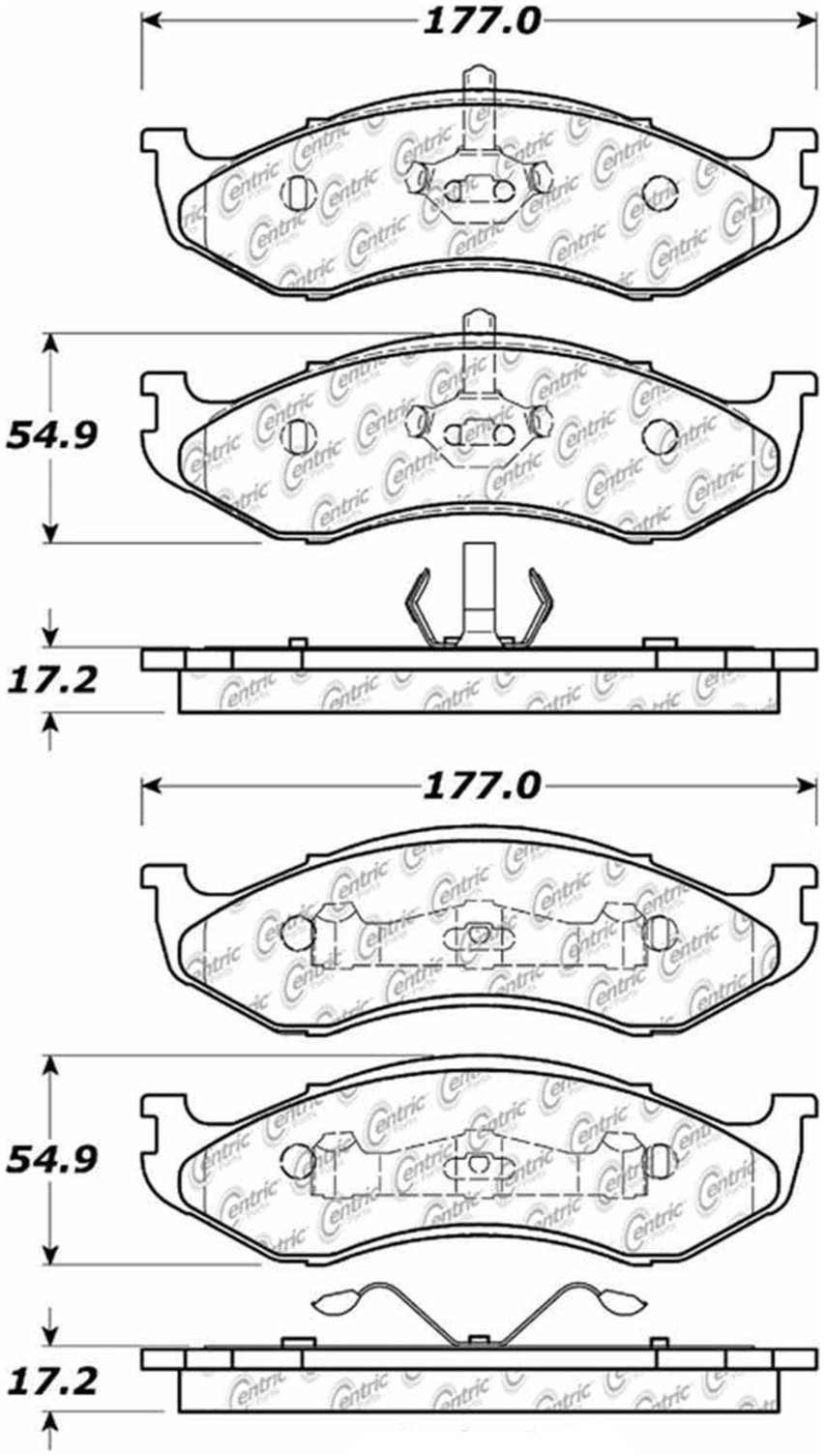 Centric Parts Disc Brake Pad Set Posi Quiet Ceramic with Shims for Jeep Cherokee 2001-1990 105.04770