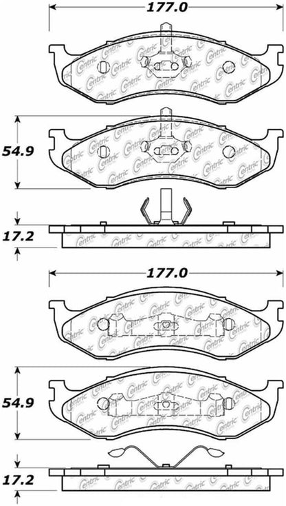 Centric Parts Disc Brake Pad Set Posi Quiet Ceramic with Shims for Jeep Cherokee 2001-1990 105.04770