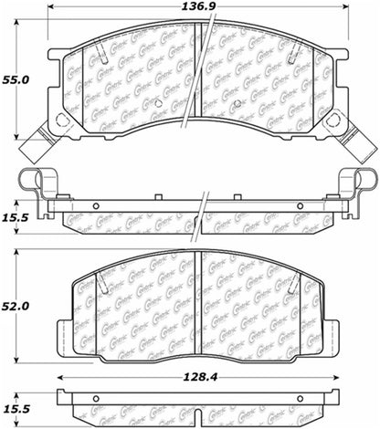 Centric Parts Disc Brake Pad Set Posi Quiet Ceramic with Shims for 1991-1996 Toyota Previa 105.05000