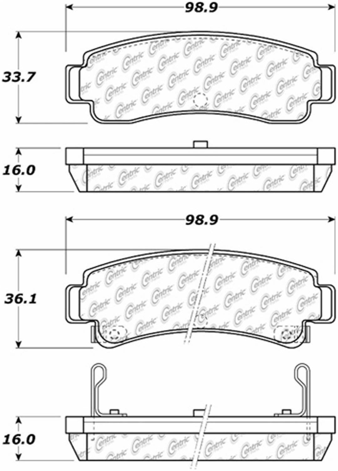 Centric Parts Disc Brake Pad Set Posi Quiet Ceramic with Shims and Hardware for 1991-1996 Nissan NX Sentra Tsuru 105.05110