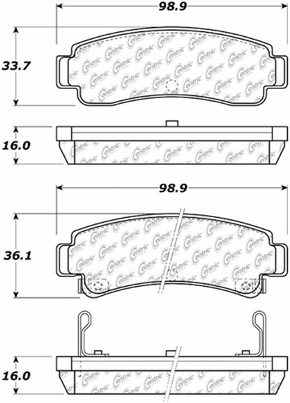 Centric Parts Disc Brake Pad Set Posi Quiet Ceramic with Shims and Hardware for 1991-1996 Nissan NX Sentra Tsuru 105.05110
