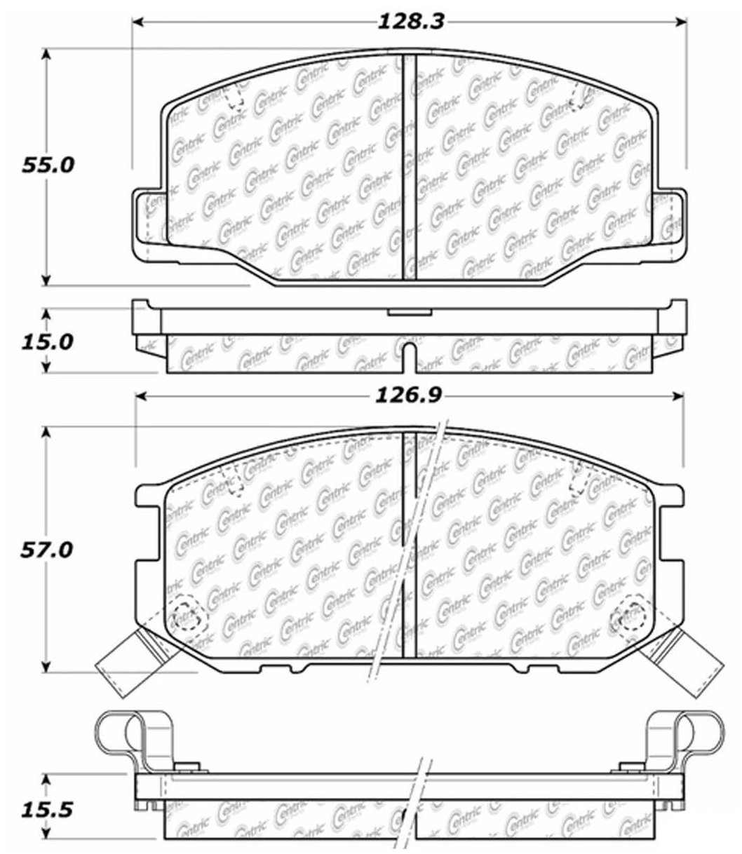 Centric Parts Disc Brake Pad Set Posi Quiet Ceramic with Shimmed for 1992-1989 Lotus Esprit 1997-1991 Toyota Previa 105.05270