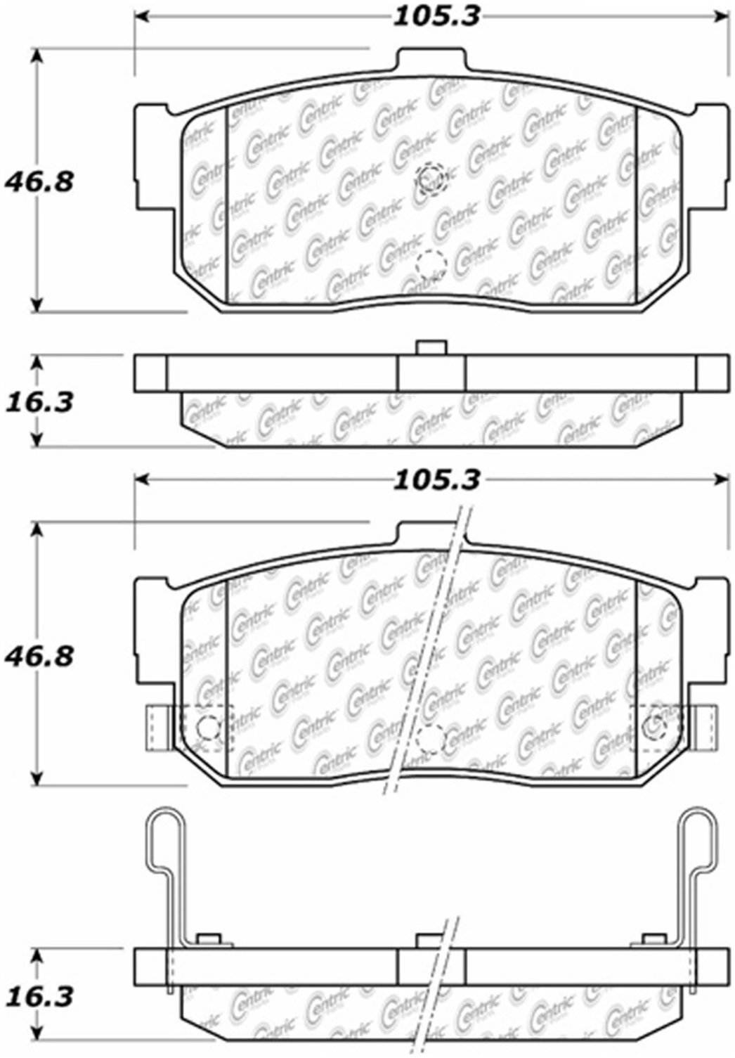 Centric Parts Disc Brake Pad Set Posi Quiet Ceramic with Shims for 1991-2006 Infiniti G20 Nissan Altima Sentra 105.05400