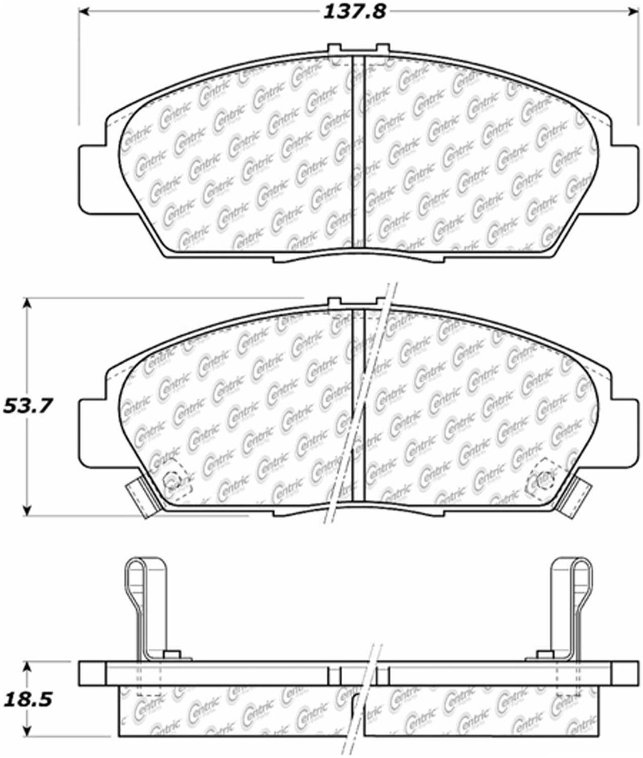 Centric Parts Disc Brake Pad Set Posi Quiet Ceramic with Shims and Hardware for 1992-1996 Honda Prelude 105.05680