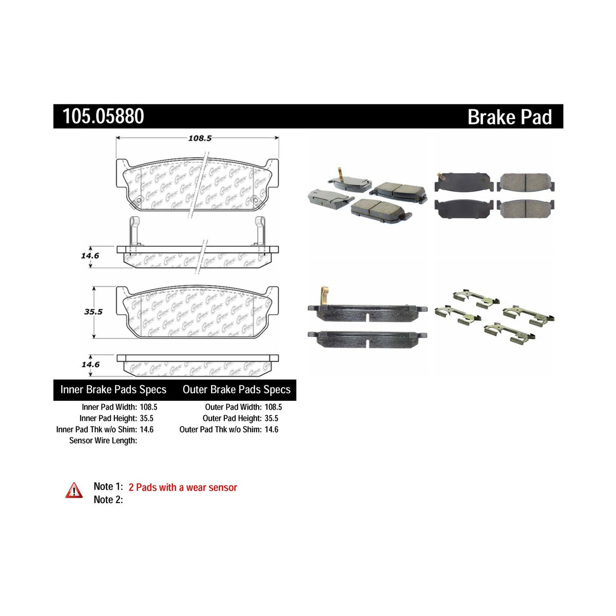 Centric Parts Disc Brake Pad Set with Posi Quiet technology 105.05880