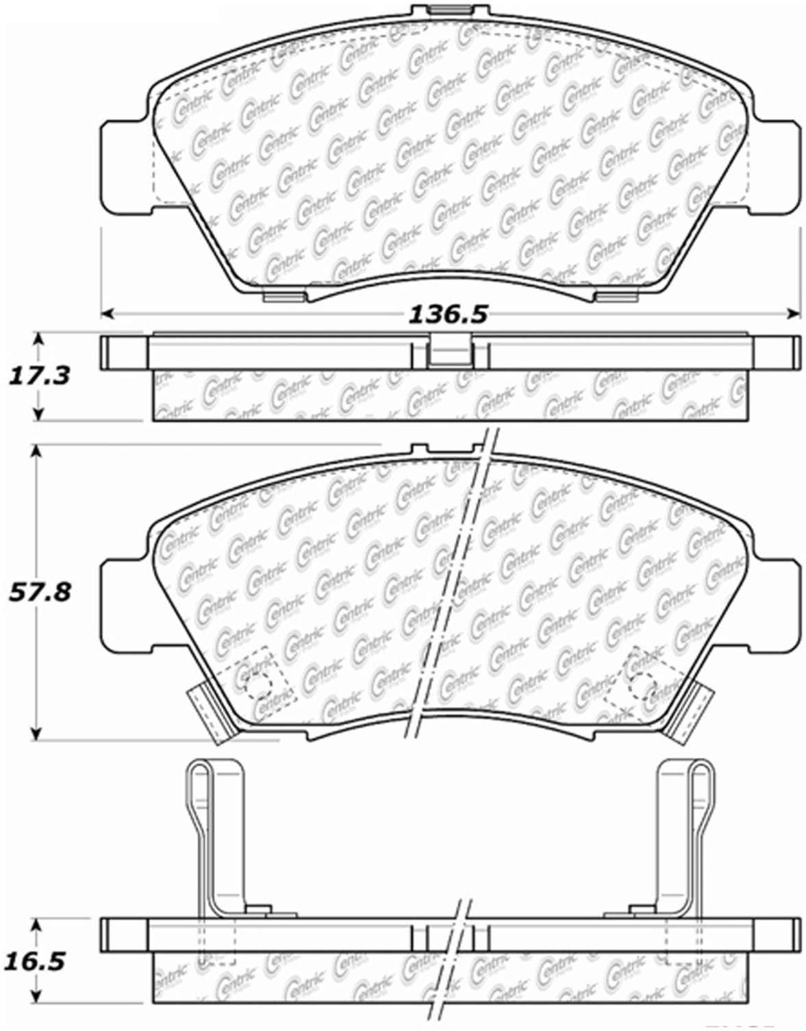 Centric Parts Disc Brake Pad Set Posi Quiet Ceramic with Shims for 2002-2006 Acura RSX 2004-2005 Honda Civic 105.06210
