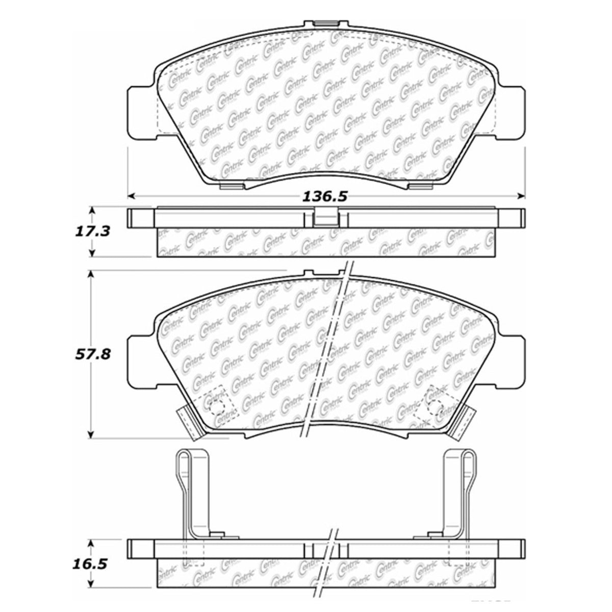 Centric Parts Disc Brake Pad Set Posi Quiet Ceramic with Shims for 1993-1997 Honda Civic 105.06211