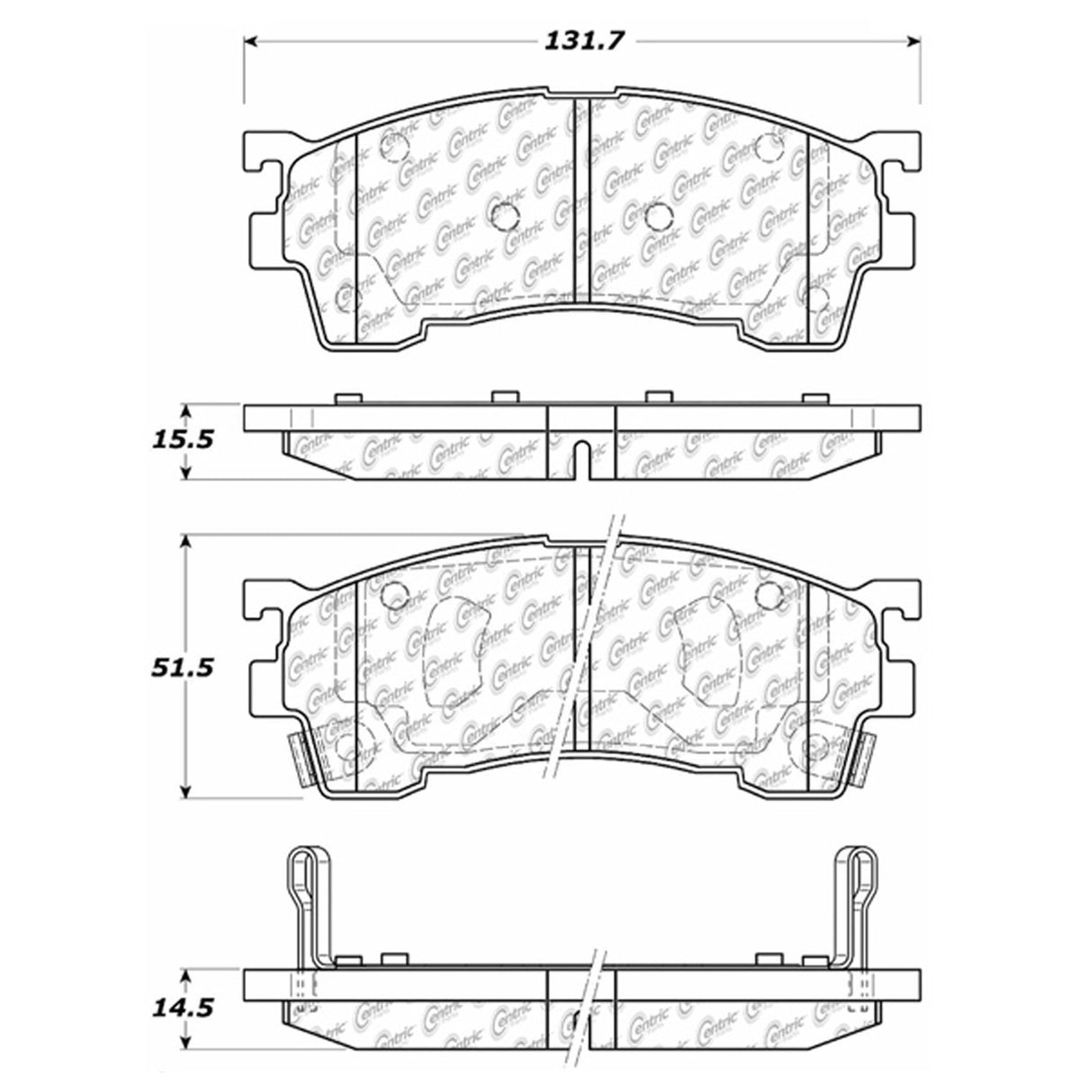 Centric Parts Disc Brake Pad Set Posi Quiet Ceramic with Shims for Ford Probe 1993‑1997 Mazda 626 1993‑2002 MX‑6 1993‑1997 Protege 1999‑2003 Protege5 2002‑2003 105.06370