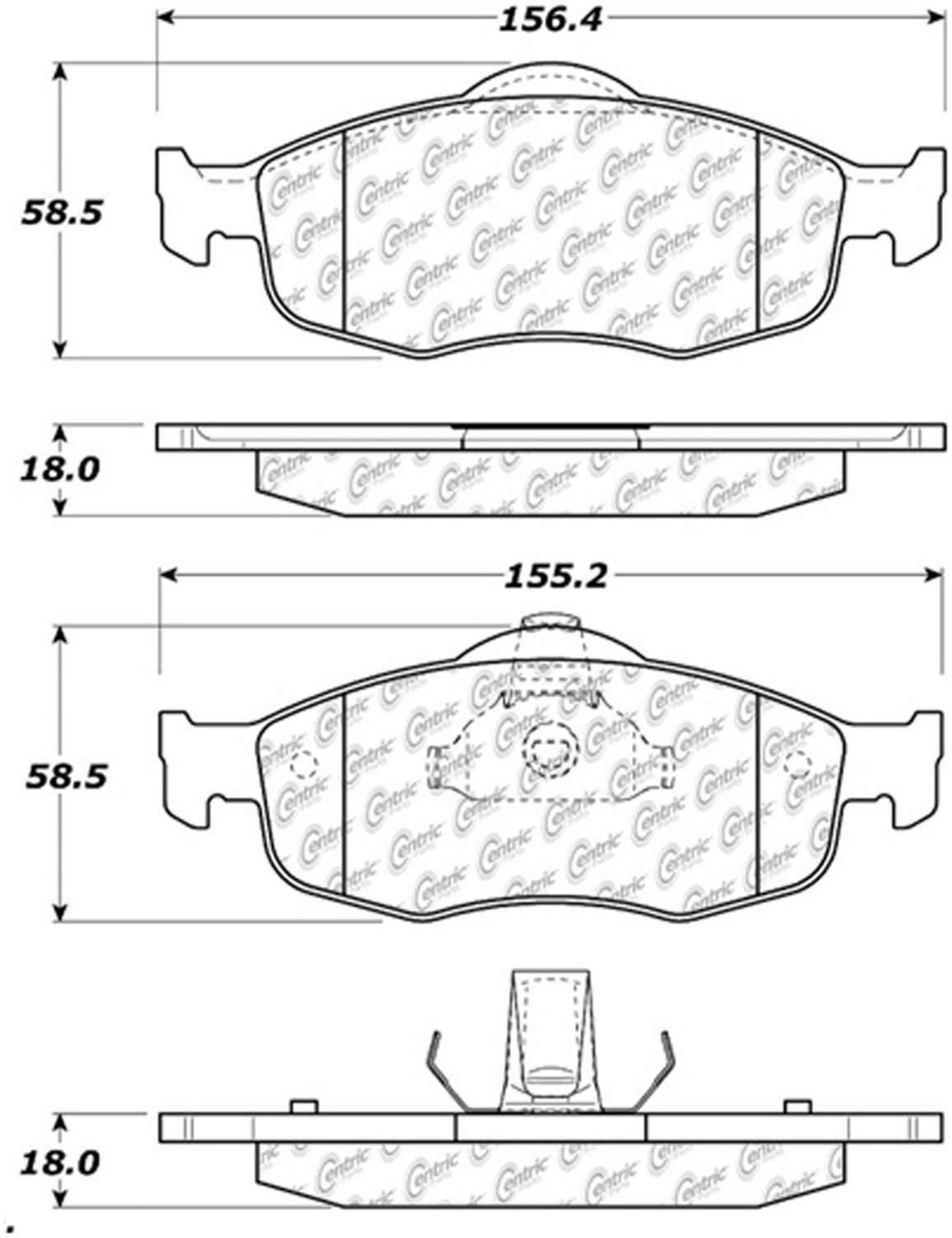 Centric Parts Disc Brake Pad Set with Posi Quiet technology for reliable braking 105.06480
