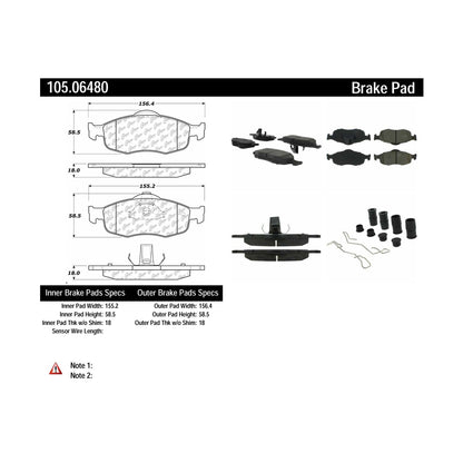 Centric Parts Disc Brake Pad Set with Posi Quiet technology for reliable braking 105.06480