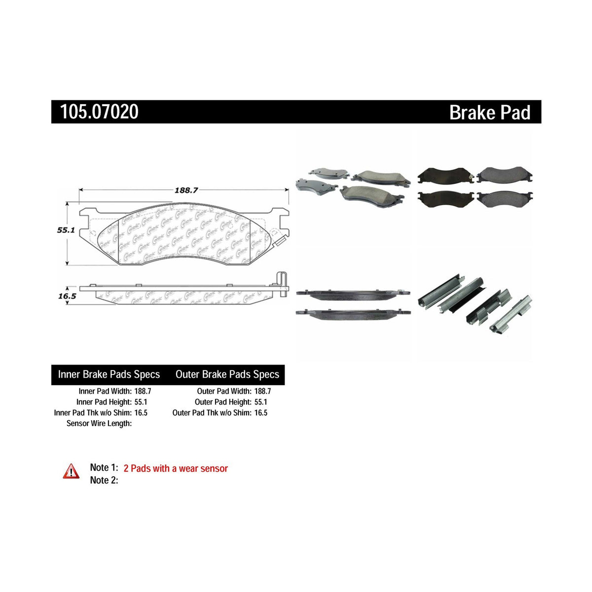 Centric Parts Disc Brake Pad Set 105.07020