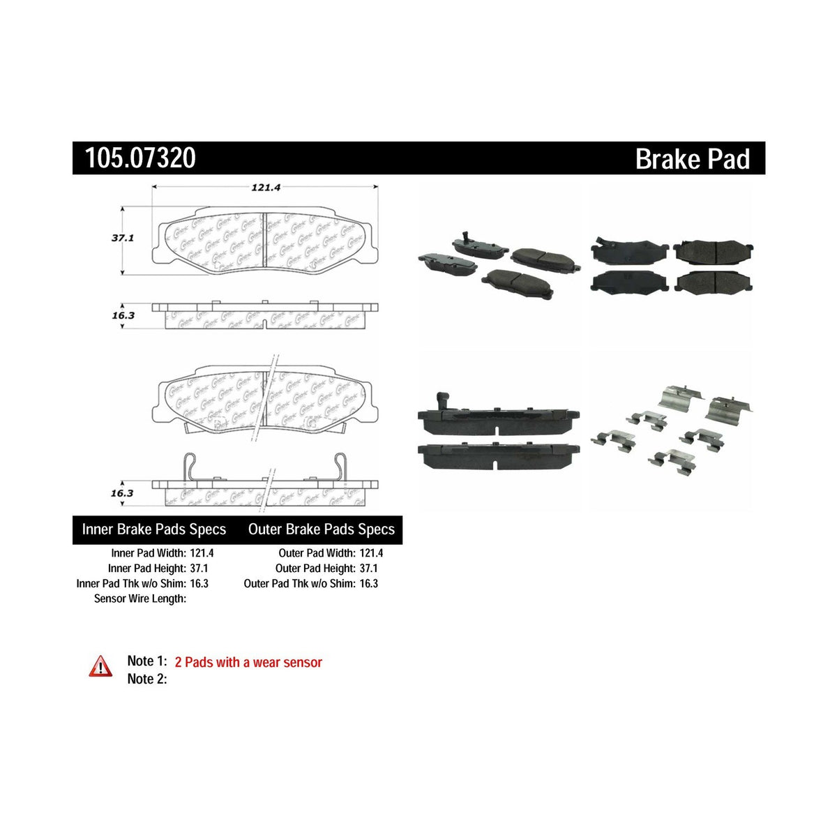 Centric Parts Disc Brake Pad Set with Posi Quiet technology 105.07320