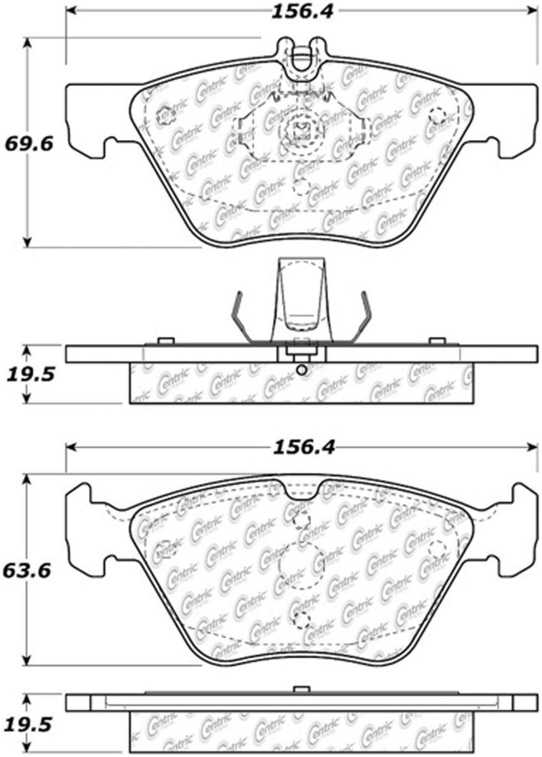 Centric Parts Disc Brake Pad Set Posi Quiet Ceramic with Shims for 2004-2008 Chrysler Crossfire, 1998-2003 Mercedes-Benz CLK320/CLK430/E300/E320/E420/E430, 2001-2004 SLK320 105.07400