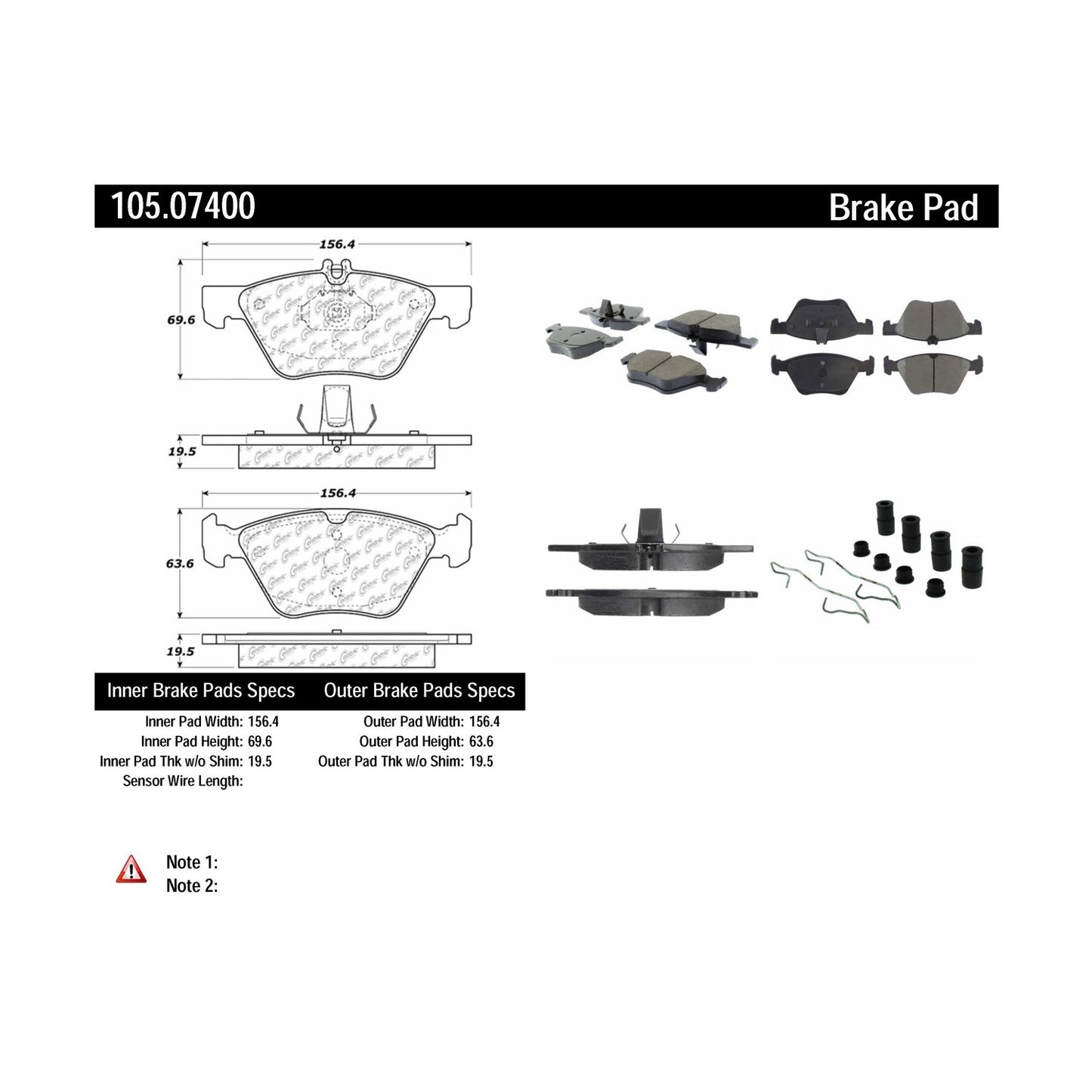 Centric Parts Disc Brake Pad Set Posi Quiet Ceramic with Shims for 2004-2008 Chrysler Crossfire, 1998-2003 Mercedes-Benz CLK320/CLK430/E300/E320/E420/E430, 2001-2004 SLK320 105.07400