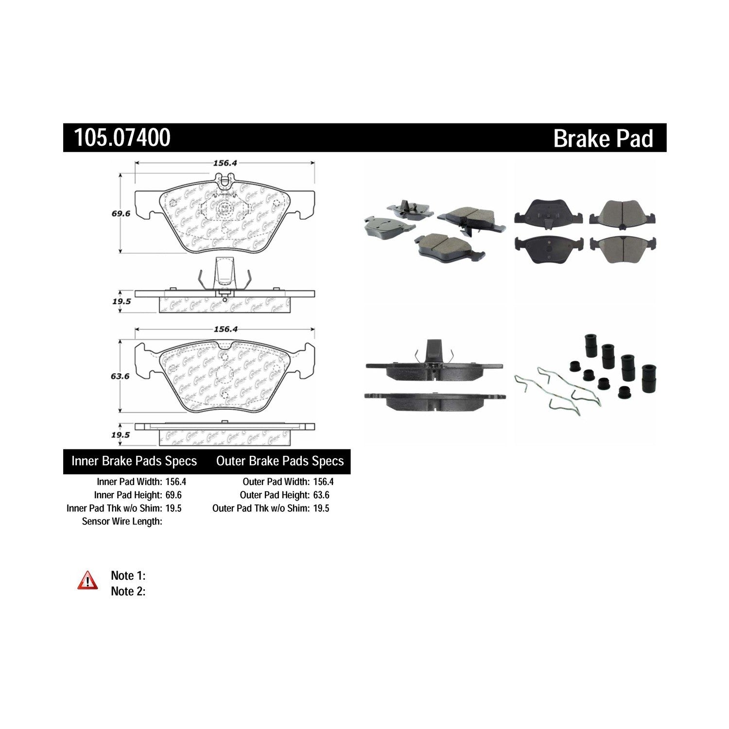 Centric Parts Disc Brake Pad Set Posi Quiet Ceramic with Shims for 2004-2008 Chrysler Crossfire, 1998-2003 Mercedes-Benz CLK320/CLK430/E300/E320/E420/E430, 2001-2004 SLK320 105.07400