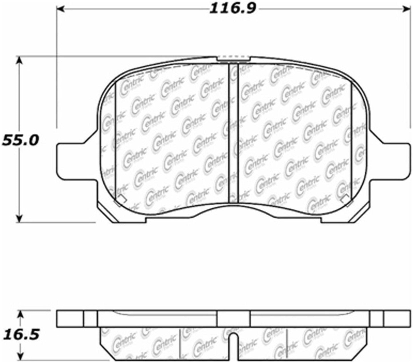 Centric Parts Disc Brake Pad Set Posi Quiet Ceramic with Shimmed for 1998-2002 Chevrolet Prizm Toyota Corolla 105.07410