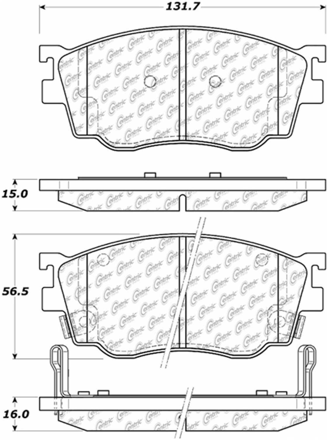 Centric Parts Disc Brake Pad Set Posi Quiet Ceramic with Shims and Hardware for 1998-2003 Mazda 626 Protege 105.07550