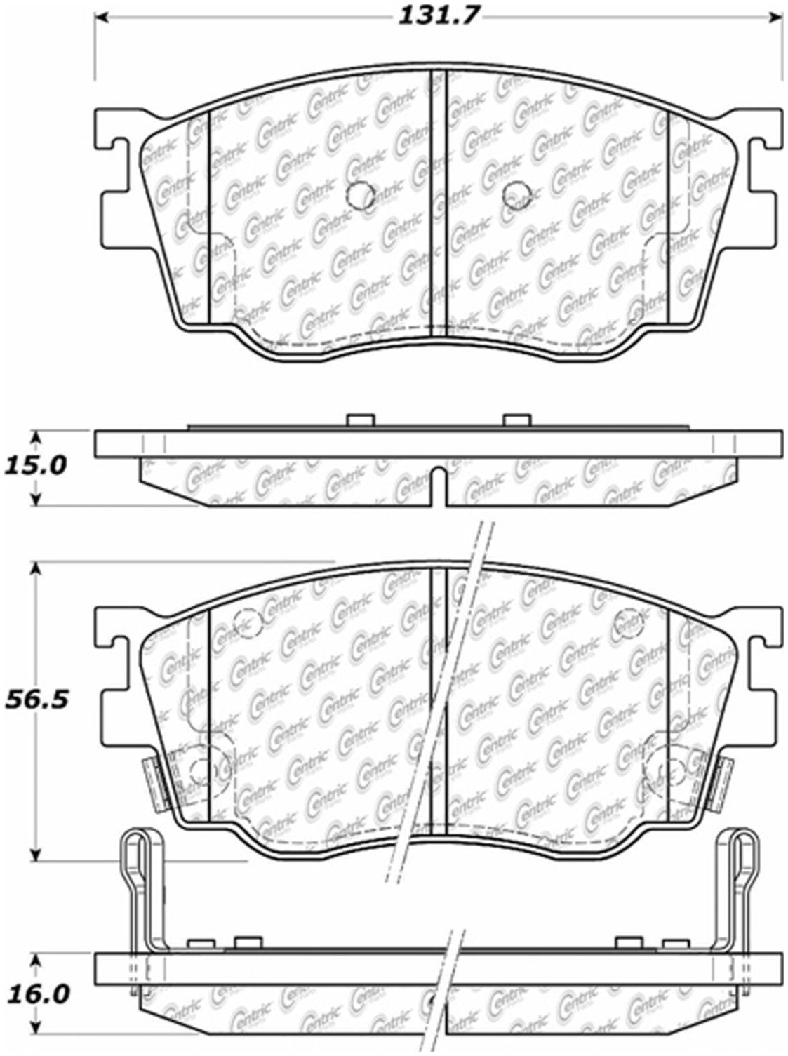 Centric Parts Disc Brake Pad Set Posi Quiet Ceramic with Shims and Hardware for 1998-2003 Mazda 626 Protege 105.07550