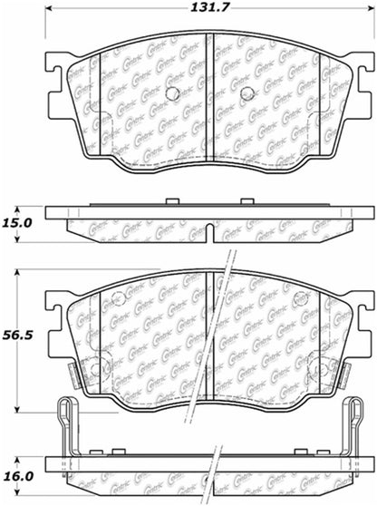 Centric Parts Disc Brake Pad Set Posi Quiet Ceramic with Shims and Hardware for 1998-2003 Mazda 626 Protege 105.07550