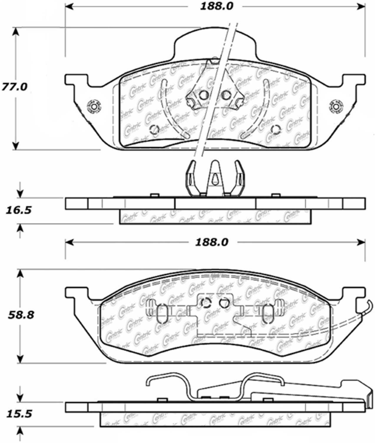Centric Parts Disc Brake Pad Set Posi Quiet Ceramic with Shims for 1998-2005 Mercedes-Benz ML320/350/430 105.07600