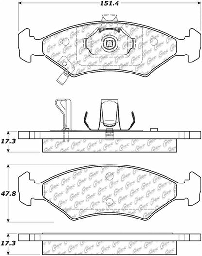 Centric Parts Disc Brake Pad Set Posi Quiet Ceramic with Shims and Hardware for 1985-1994 Ferrari Mondial Kia Sephia Spectra 105.07660