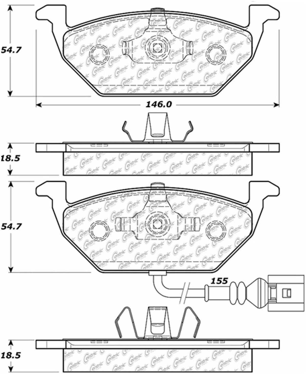Centric Parts Disc Brake Pad Set Posi Quiet Ceramic with Shims and Hardware 105.07681