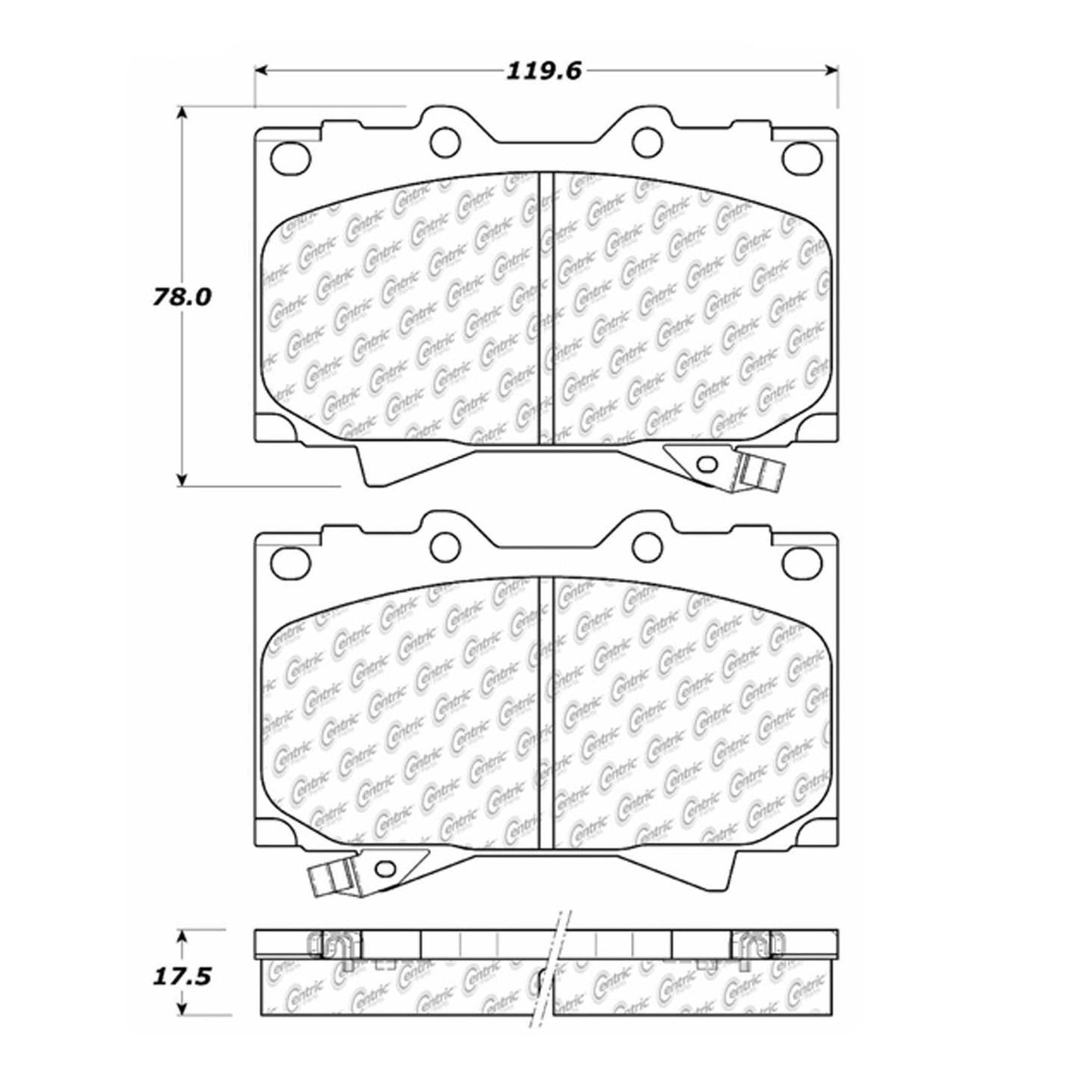Centric Parts Disc Brake Pad Set Posi Quiet Ceramic with Shims for 2007-1998 Lexus LX470 Toyota Land Cruiser 105.07720